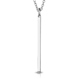 Comfort Zone Studios Stainless Steel Minimalist Long Bar Charm Link Chain Necklace Pendant