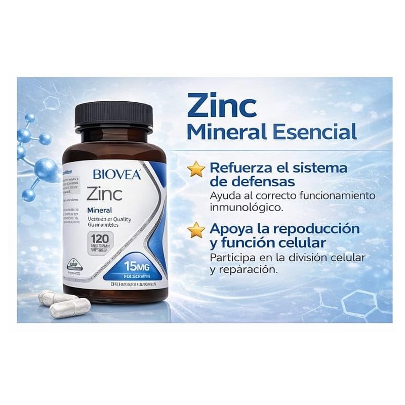 Biovea Zinc y Cobre 15mg de y 2mg de 120