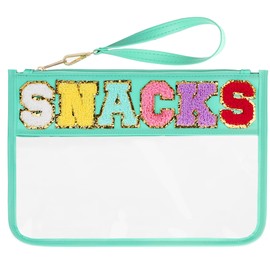 Snack Bags Pouch Travel Makeup Bag Chenille Letter Patch - Waterproof Nylon Clear Cosmetic Bag/Tote Bag/Makeup Travel Bag/for Women Girls