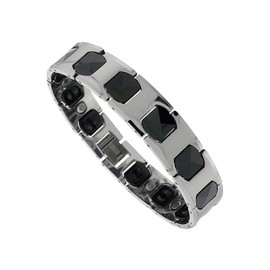 The New Tungsten Carbide & Ceramic 2-Tone Bracelet With H & Cushion Links Handcrafted, universal fit, vibrant enamel, secure artisan design SU033O03285