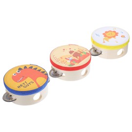 Lurrose Tambourine Percussion Instrument Round Wooden Kids Hand Held Playing Music Education Portable Tambourine Metal Jingle Percussion Musical Education Musical Instrument Recital Party Gift Game