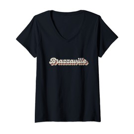 Womens 70's 80's Retro City - Vintage Brazzaville V-Neck T-Shirt