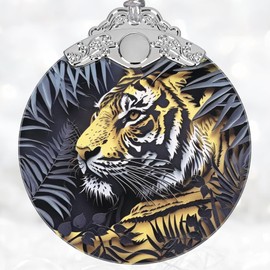 Christmas Ornament, Tiger Christmas Decoration, Stained Glass Christmas Tree Ornaments, Christmas Ornaments Clearance, Tiger Lover Gifts, Xmas Gift for Friend Family Coworker