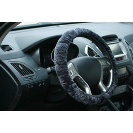 Steering Wheel Cover Lambskin Anthracite 37 to 39 cm