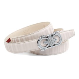 Anthoni Crown Women's Leather Belt, beige
