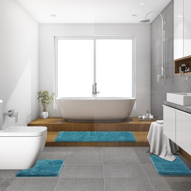 MIULEE Extra Thick Non Slip Bathroom Rug Shaggy Soft Bath