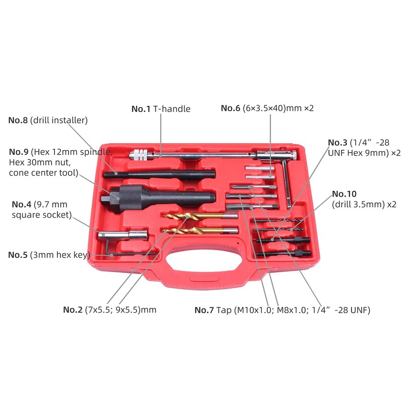 Alltooetools 16pcs Glow Plug Removal Remover Tool Kit 8mm 10mm