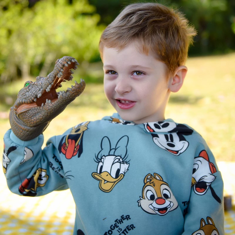 Gemini&Genius Crocodile Hand Puppet Toys Funny & Scared Alligator Head