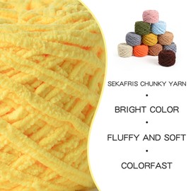 Fluffy Chenille Chunky Yarn for Crocheting 100g(65.6yd) - Baby Yarn for Crocheting Soft - Velvet Yarn for Crochet Blanket - Amigurumi Crochet Yarn (Yellow)
