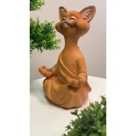 Whimsical Orange Meditating Cat Figurine Statue Yoga Collectible Ships
