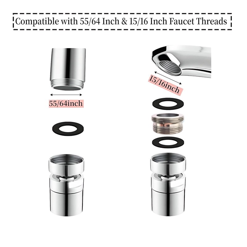 360° Swivel Faucet Aerator, Solid Brass Aerator For Sink Faucet,