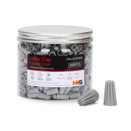 HKS 600 PCS Gray Wire Cap - AWG 24-16,Twist-On Screw Nuts Insulated Insertion Electrical Wire Connectors with Spring - Portable & Quick to Connect