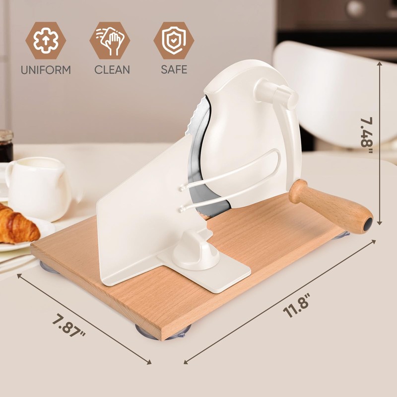 SOWKIPE Manual Bread Slicer with Hand Crank, Classic Home Bread