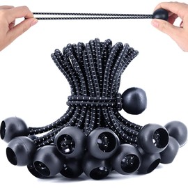 Gorffy Bungee Cord with Balls, Tarpaulin Bungee Balls, Heavy Duty Bungee Balls, Bungee Strap Ties, Elastic Ties Bungee Ties for Tarpaulin, Camping Tarp and Household Items (100Pack，15cm)