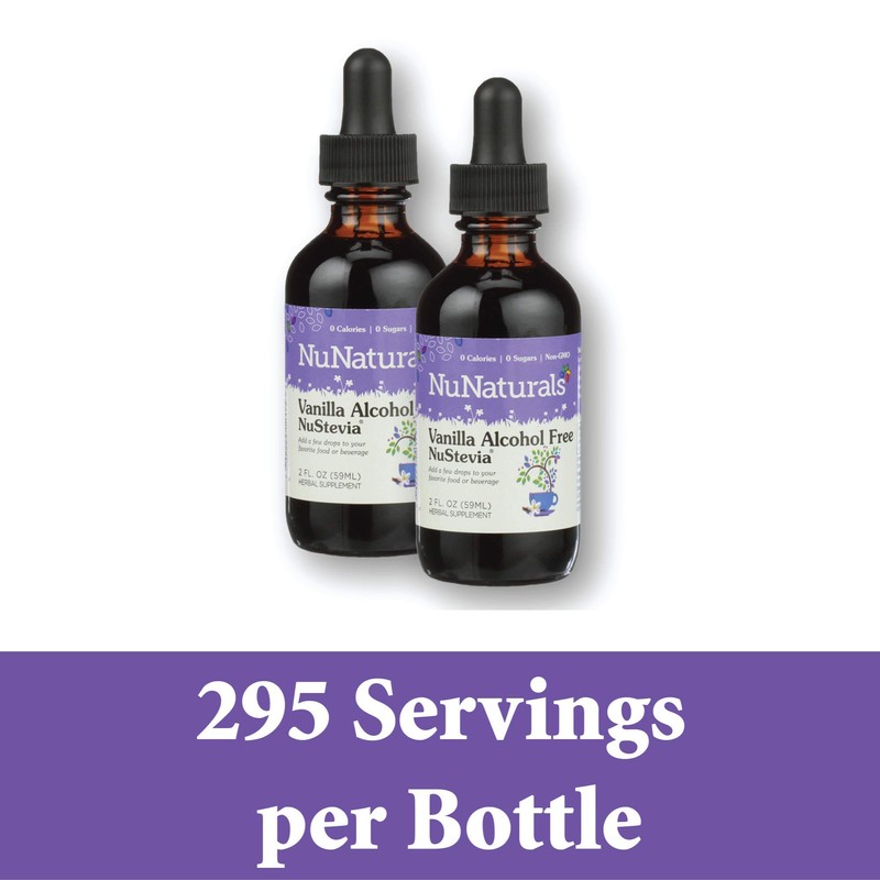 NuNaturals NuStevia, Stevia Natural Liquid Sweetener, 2-Pack, 2 Ounce Vanilla-Alcohol