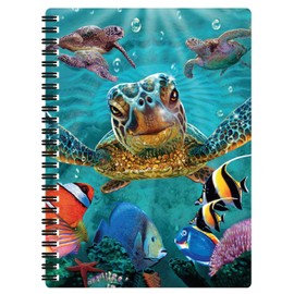 3D LiveLife Notebooks - Tiny Bubbles from Deluxebase. 80 Page Lined Lenticular 3D Sea Turtle Notebook. A5 Notebook for Superb School or Office Stationery.