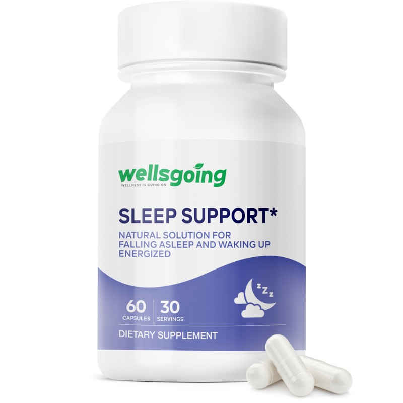 Wellsgoing Sleep Support Supplement, Herbal Blend with Magnesium Glycinate, L-Theanine,