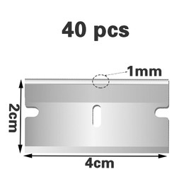 Pack of 40 Blades Ceramic Hob Scraper Replacement Blades, Premium Cardboard Steel for Glass Ceramic Hob Scraper, Safety Scraper Blades Stainless Steel, Razor Blades for Glass Scraper, Ceramic Hob,