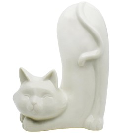 GKYMYZ Small Animal Statues Home Ceramic Decor White Kitten Figurine Garden Cottage Decorative