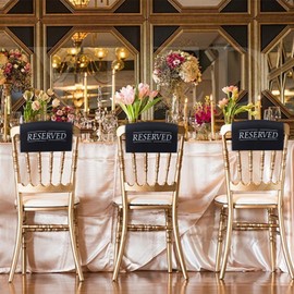 12 Pcs Reserved Seating Signs Reserved Chair Sign Printed Placeholder for Church Pew, Wedding, Party Events (Black, 12 Pcs)