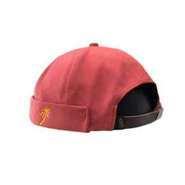 Unisex Docker Brimless Hats Beanie Skullcap Worker Sailor Cap Retro Rolled Cuff Skull Caps with Adjustable (a36*Red)