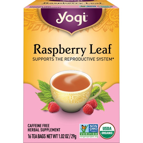 Yogi Tea - Raspberry Leaf Tea (6 Pack) - Supports the Female System - Uterus Support for Pregnancy and Menstruation - Caffeine Free - 96 Organic Herbal Tea Bags