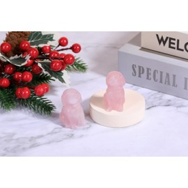 PESOENTH Rose Quartz Crystal Crystal Dog Statue Dog Lovers Gifts for Women,1.5" Mini Crystals and Healing Stones Animal Figurines Sculptures Pink Gemstone Room Home Decor Desk Ornament