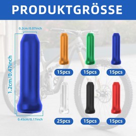 100 Stück Fahrrad Endkappen, Schaltzug Bremszug Endhülsen, Bunte Aluminiumlegierung Endkappen Bowdenzug für Bremsseil Schaltseil, Mountainbikes Fahrrad Zubehör (Rot, Gelb, Blau, Schwarz, Grün, Silber)