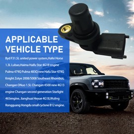 icykale Pack-1 Car Camshaft Position Sensor, Precise Fit Standard Replacement Part F01R00B003, Engine Accessories Position Sensor Accessories with Seal Ring, Compatible with Chery Models (Black)