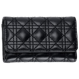 Alto Rose Jennifer Trifold Key Case, 4 Strands Smart Key, Cute, Compact, Key Holder, Quilt, Black