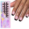 150Pcs Black French Tip Press on Nails Exit Short Square