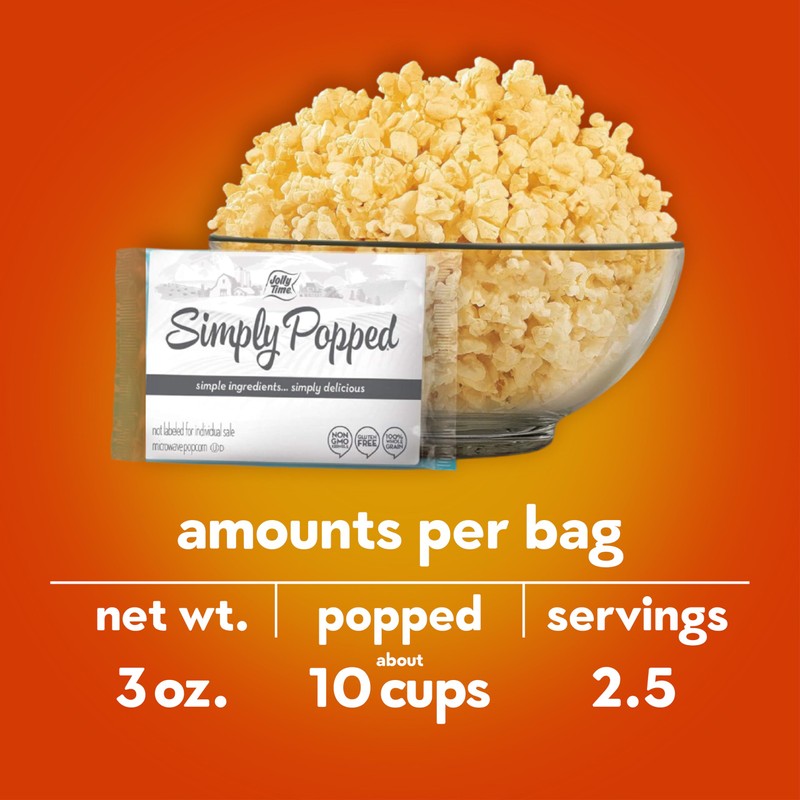 Jolly Time Simply Popped - Lightly Salted Microwave Popcorn, 3oz