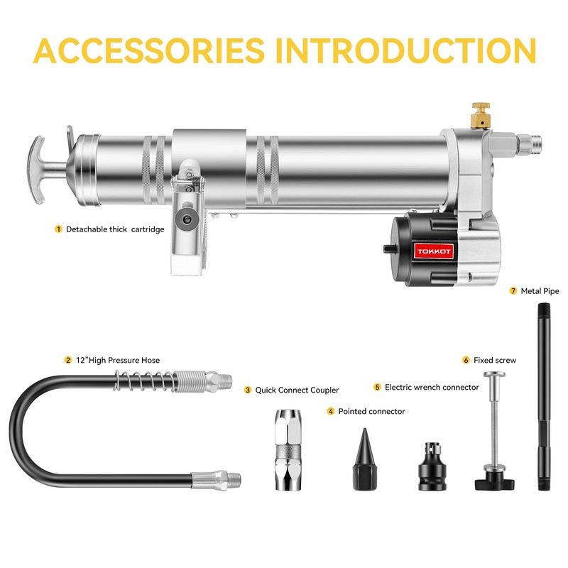 TOKKOT Electric Grease Gun Drill Adapter for De-Walt/Milwake Cordless Drill