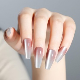 Nicedeco Cat Eyes Nails Tip Press on Nails Medium Coffin, Light Weight & Fit Perfectly Nail Tips-005 with 10-13 sizes, 30pcs