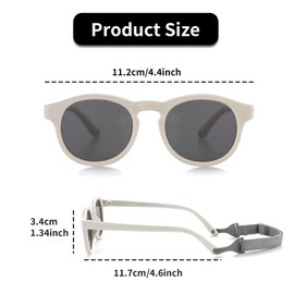 Baby Sunglasses Ages 6 Months-3 Years,Toddler Round Sunglasses,Polarized Rubber Durable UV Protection for Kids,Childrens,Girls,Boys,Sun Glasses for Infant Girl Flexible Frame Sunglass With Strap,White