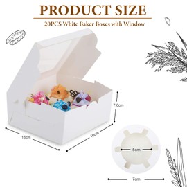 Menmamenma 4 Hole Cupcake Boxes, 20 Pack, White Cupcake Boxes with Window For Carrying Desserts And Displaying Tasty Muffins, Cupcakes, Fairy Cakes, Treats (4 Holes)