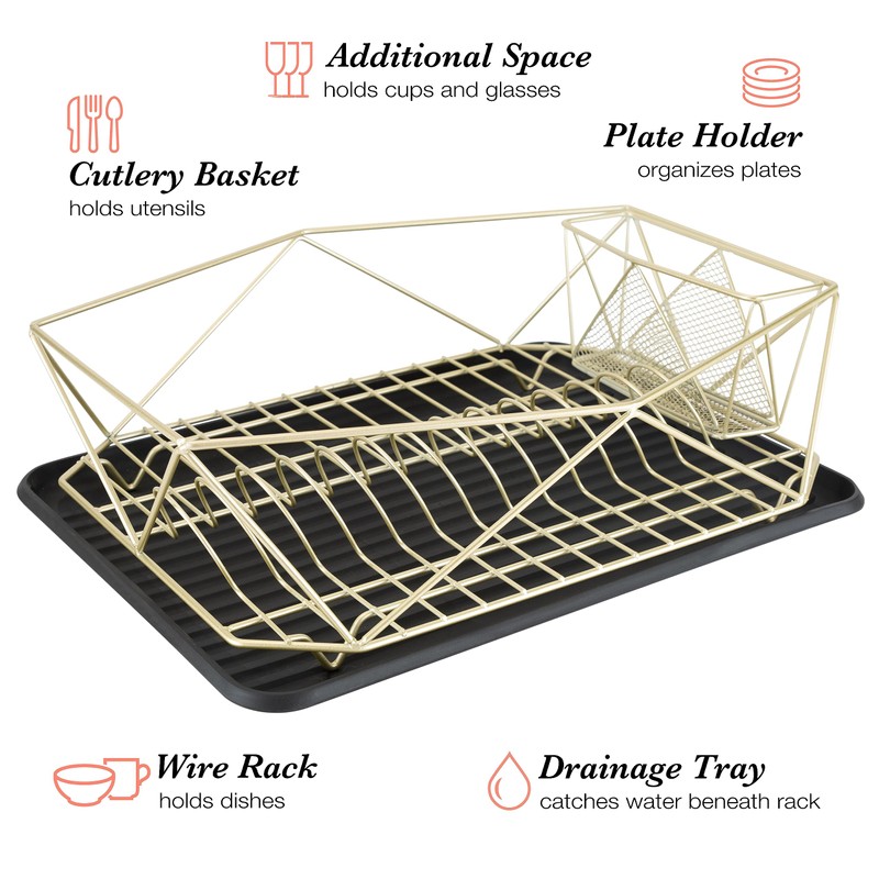 Kitchen Details Geode Deluxe Dish Drying Rack with Drain Board