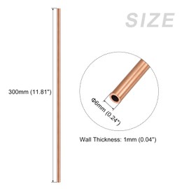 METALLIXITY Copper Tube Copper Pipe 6mm OD x 1mm T x 300mm L Straight Tube for Furniture Machinery DIY Handicrafts
