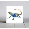 Bearded Dragon Lizard Blue Decorative Tile (4.25 X 4.25 Framed)