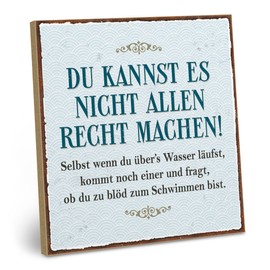 ARTFAVES® Wooden Sign with Saying "Du Kannst es Nicht Allen recht Machen | Shabby Chic Vintage Sign | Decorative Gift on the Theme Funny Sayings | Size: 19 x 19 cm