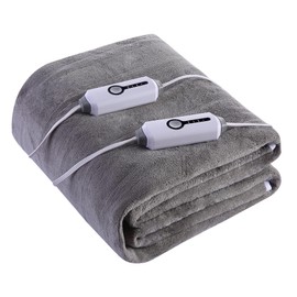 YAKEE Electric Mattress Pad Queen Size 60"x80", Dual Control, 4 Heating Levels & 10 Hours Auto Shut Off, Heated Mattress Cover Bed Toppers Stretches up 21" Deep Pocket, Grey