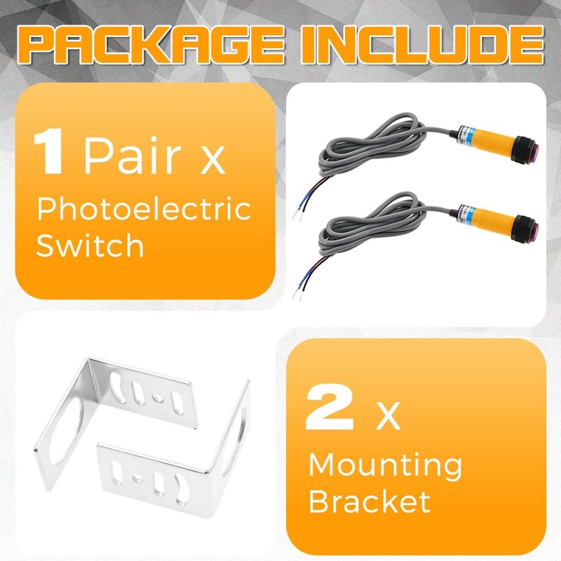 Teengse 1 Pair M18 Photoelectric Sensor E3F-5DN1-5L, Infrared Through-Beam/Reflective Switch,
