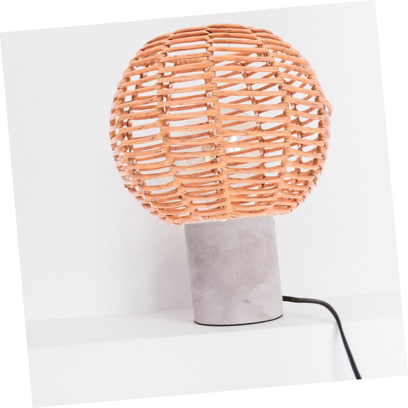 CAXUSD Floor Lamp Rattan Shade Plastic Wicker Ceiling Light Retro
