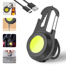 Mini Flashlight COB Small Flashlight 800Lumen Rechargeable Light Keychain Flashlight Portable Pocket Light Folding Stand Magnetic Flashlight for Camping,Fishing,Walking,BottleOpener (dark gray02)