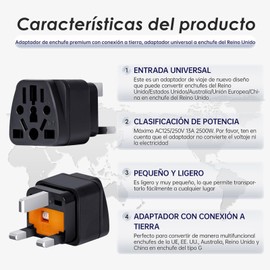 ZEROUS Adaptador de Viaje Tipo G para Hongkong/Reino Unido - Pack de 2, Negro, Convierte US/JP/AU/EU/CN a UK, Universal con 3 Puntas, Seguro - Incluye Fusible 13A