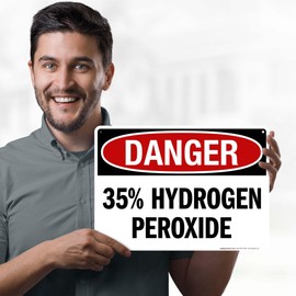 Danger 35% Hydrogen Peroxide OSHA Sign, 10x14 Inches, 55 mil thick HDPS (high density polystyrene), Made in USA by My Sign Center
