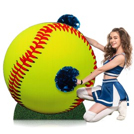 Chunful Yellow Softball 3.3 ft Cardboard Cutout Stand up Life Size Sports Theme Party Decoration Balls Party Photo Props Backdrops for Game Day Baby Shower Birthday Parties Supplies