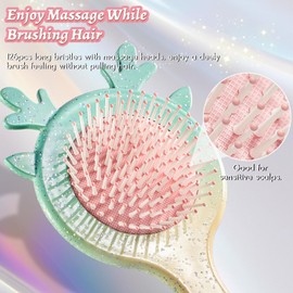 Oumigiz Kids Hair Brush Mini Brush Set, Travel Hair Brushes for Women, Small Hairbrush for Toddler Detangling Thick Curly Wet Dry Hair, Perfect Stocking Stuffers for Childrens, Girls and Holiday Gifts