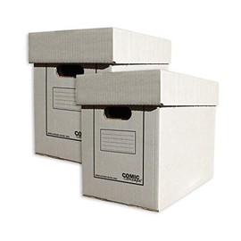 Comic Concept Set of 2 Magazine & Album Box with Lid, Stackable Cardboard