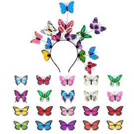 LUUFILx Butterfly Fascinators Multicolor Butterfly Headband Hair Clips for Women Girls Spring Monarch Butterfly Decoration Costume Crown Hat Headpiece Butterfly Accessories for Cosplay Tea Party
